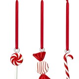 muurla Muurla Glazen Sweets hangers met lint set van 3 Rood