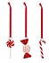 Muurla Glazen Sweets hangers met lint set van 3 Rood