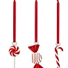 muurla Muurla Glazen Sweets hangers met lint set van 3 Rood