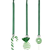 muurla Muurla Glazen Sweets hangers met lint set van 3 Groen