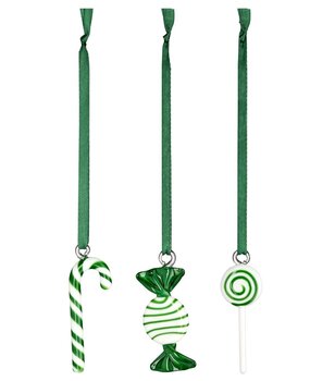 muurla Wall Glass Sweets pendants with ribbon set of 3 Green