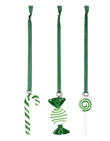 muurla Wall Glass Sweets pendants with ribbon set of 3 Green muurla Wall Glass Sweets pendants with ribbon set of 3 Green