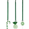 muurla Muurla Glazen Sweets hangers met lint set van 3 Groen