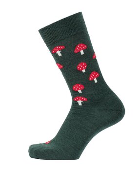 Cai Cai Bengt & Lotta Merino sokken Paddenstoelen (diverse maten) donkergroen