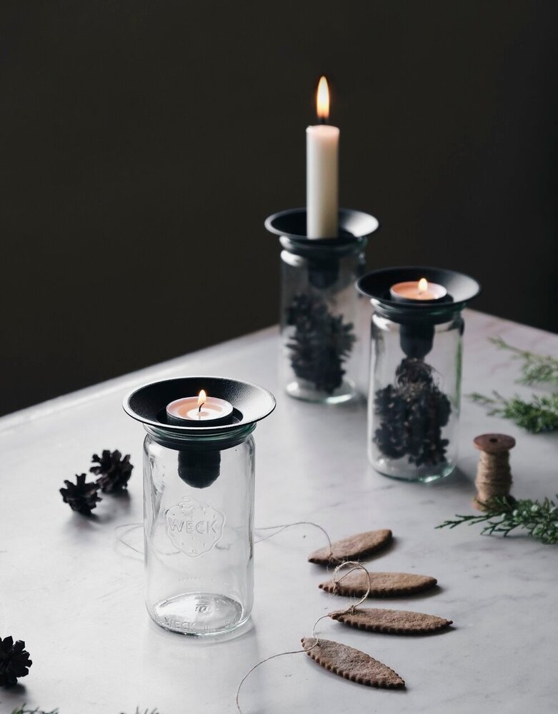 Våges Våges candlestick light blue/grey zinc (excl. glass jar) Våges Våges candlestick light blue/grey zinc (excl. glass jar)