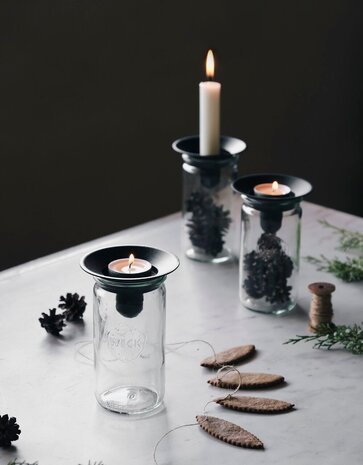 Våges Våges candlestick light blue/grey zinc (excl. glass jar) Våges Våges candlestick light blue/grey zinc (excl. glass jar)