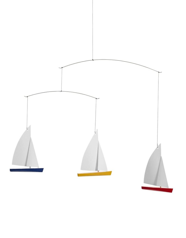 Flensted Mobiles Flensted Mobiles Dinghy Regatta 3 - 28x38cm mobiel hout met papier Flensted Mobiles Flensted Mobiles Dinghy Regatta 3 - 28x38cm mobiel hout met papier