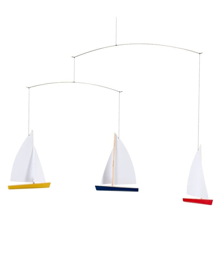 Flensted Mobiles Flensted Mobiles Dinghy Regatta 3 - 28x38cm mobiel hout met papier Flensted Mobiles Flensted Mobiles Dinghy Regatta 3 - 28x38cm mobiel hout met papier