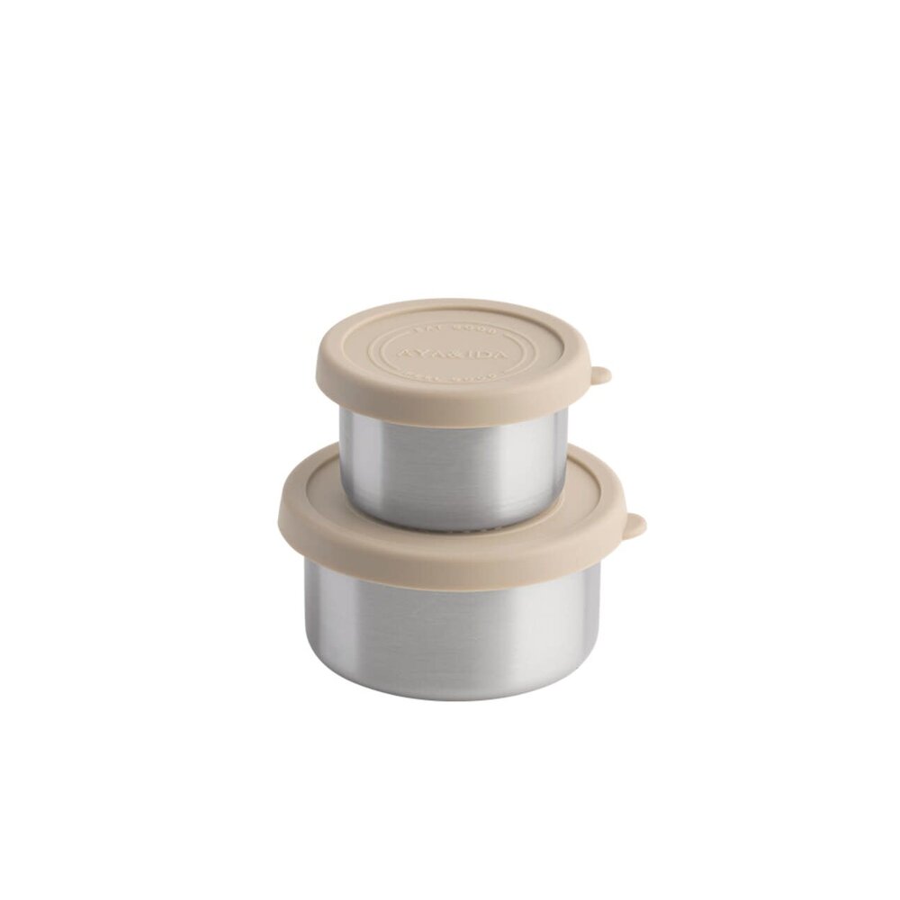 AYA & IDA Snack containers stainless steel set 100ml + 200ml beige ...