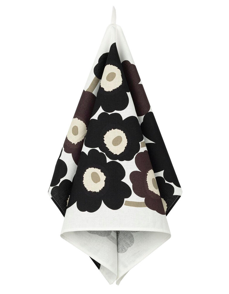 Marimekko Marimekko Pieni Unikko Theedoek 47x70 cm donkergrijs beige 43% Linnen
