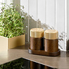 Gejst Gejst Sina Salt and Pepper Mill Set with Tray, Dark Oak with Brass