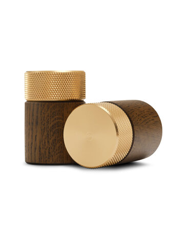 Gejst Gejst Sina Salt and Pepper Mill Set with Tray, Dark Oak with Brass