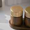 Gejst Gejst Sina Salt and Pepper Mill Set with Tray, Dark Oak with Brass