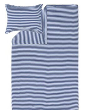 Marimekko Marimekko Tasaraita Jersey dekbedovertrek 150x210cm met kussensloop 50x60cm blauw