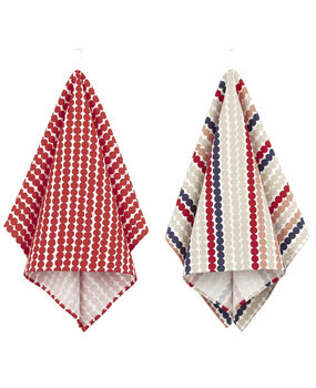 Marimekko Marimekko Pieni Räsymatto tea towel set linen-cotton mix 43x70cm 2 pieces red