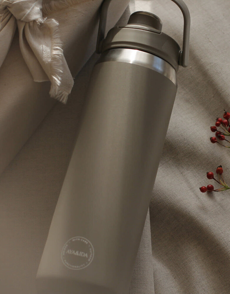 AYA & IDA AYA & IDA Thermo Stainless Steel Sports Drinking Bottle 700 ml Driftwood with handle