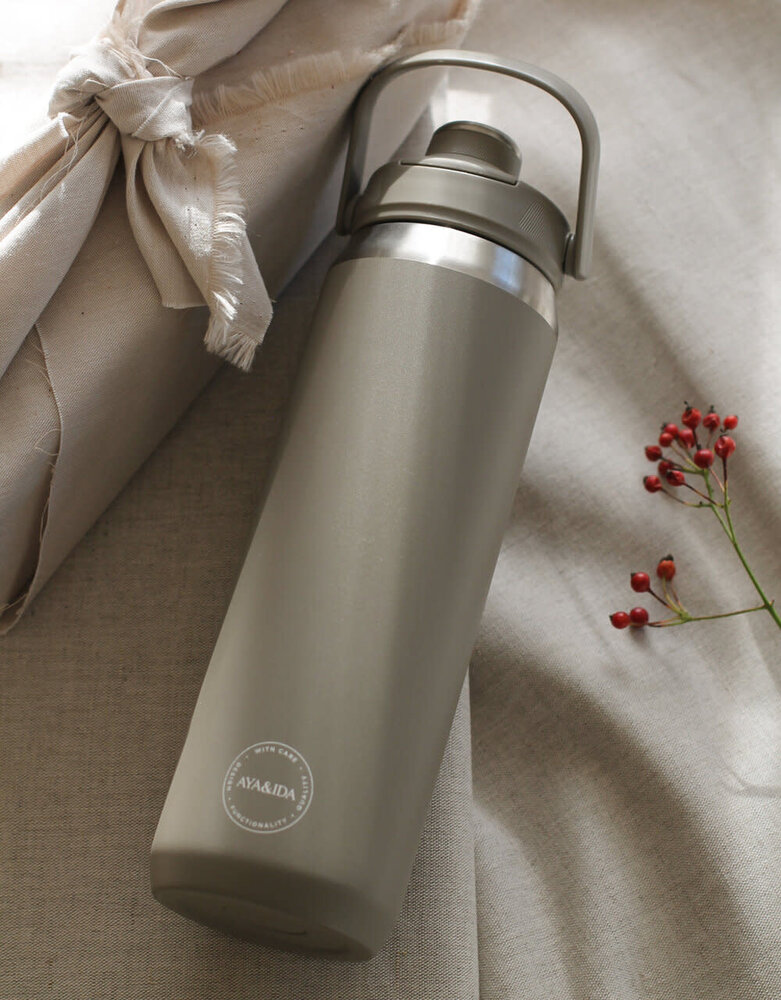 AYA & IDA AYA & IDA Thermo RVS Sport Drinkfles 700 ml Driftwood met hengsel