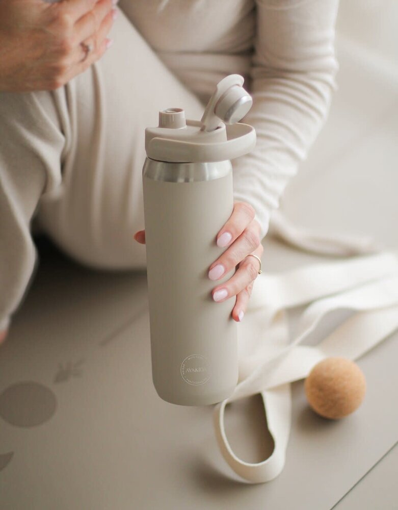 AYA & IDA AYA & IDA Thermo Stainless Steel Sports Drinking Bottle 700 ml Beige with handle