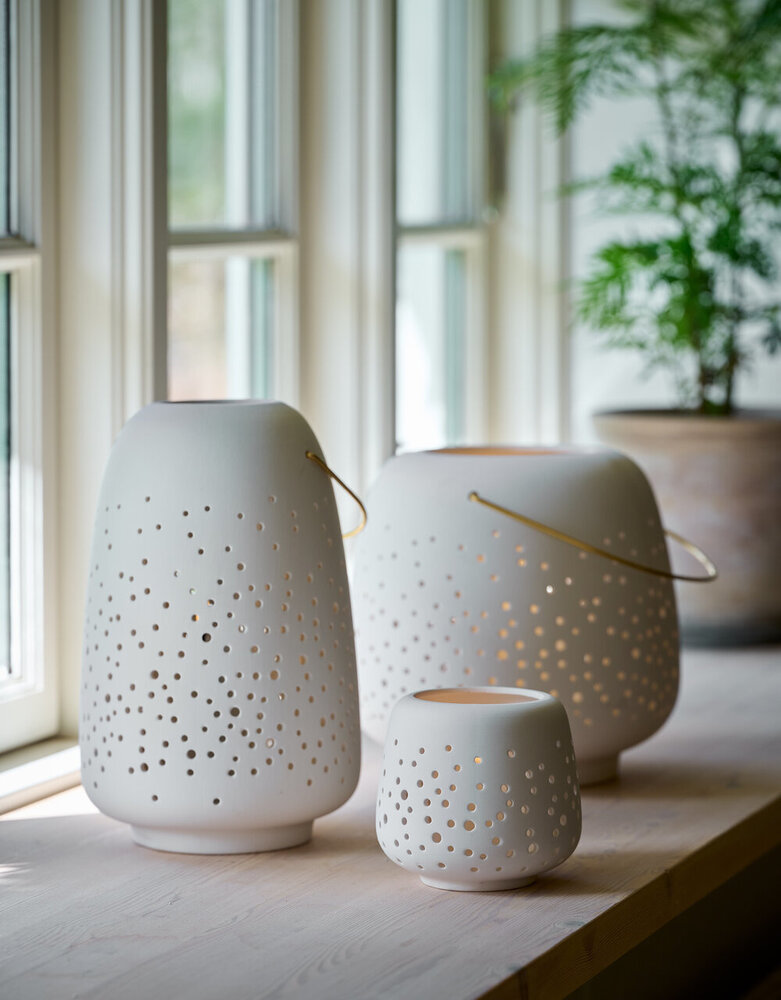 Uyuni Lighting UYUNI Ceramic lantern for LED candles 15.5x24cm white