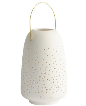 Uyuni Lighting UYUNI Ceramic lantern for LED candles 15.5x24cm white