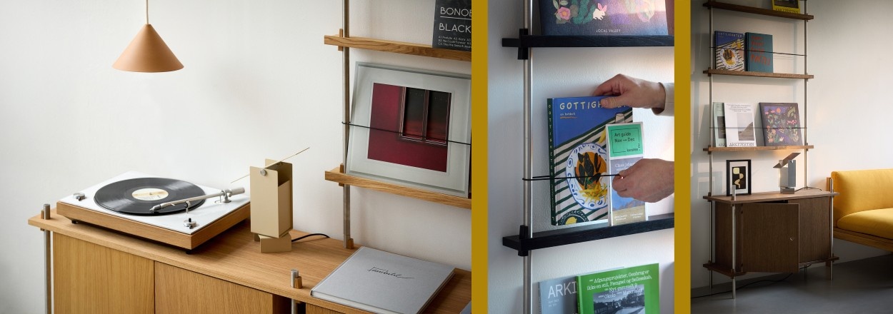 Moebe magazine shelving - boeken wandrek en langspeel platen wandrek
