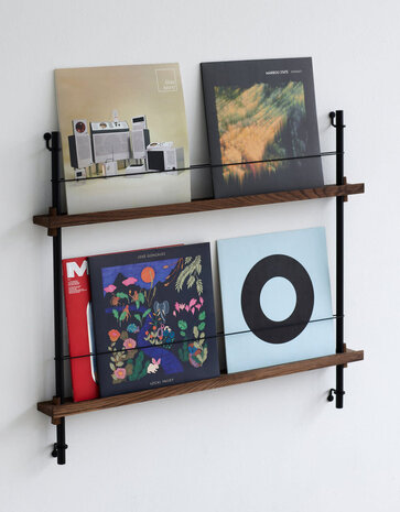 Moebe Moebe Boeken wandrek 73x85x7cm gerookt eiken planken (diverse kleuren palen)