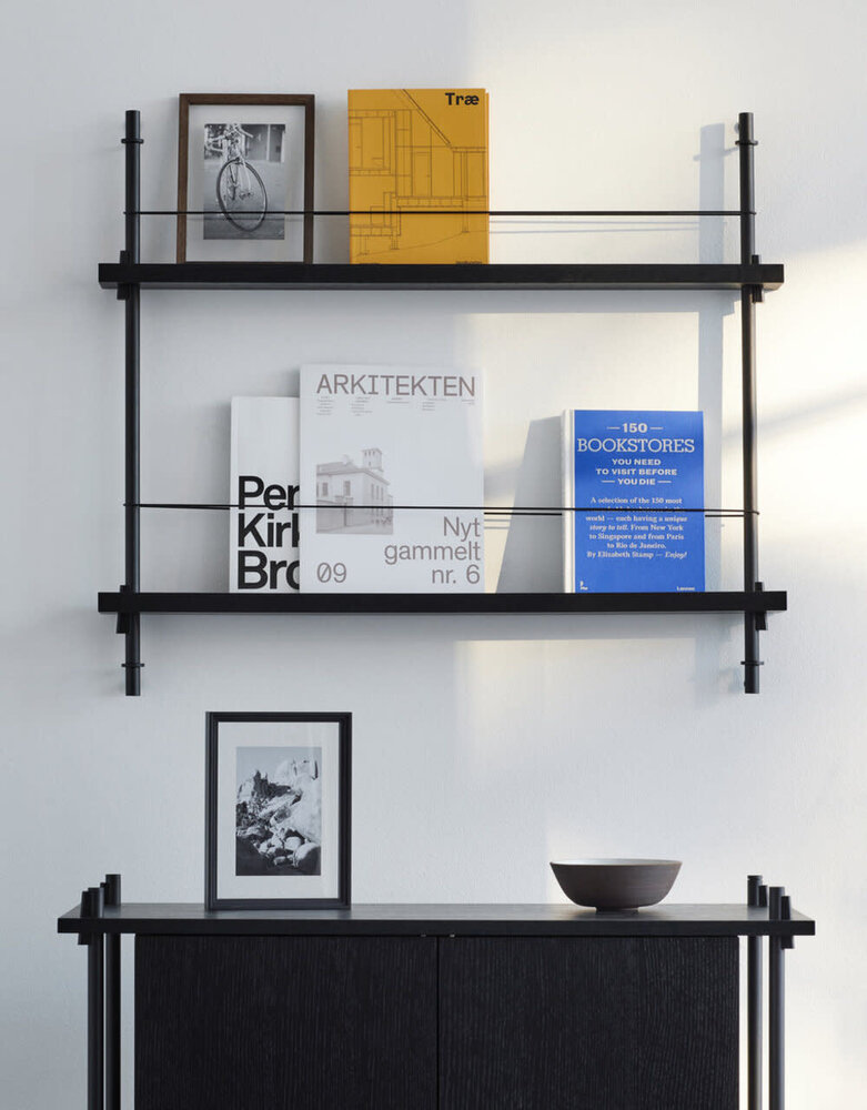 Moebe Moebe Boeken wandrek 73x85x7cm zwarte planken (diverse kleuren palen)