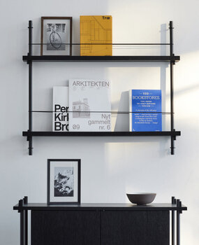 Moebe Moebe Boeken wandrek 73x85x7cm zwarte planken (diverse kleuren palen)