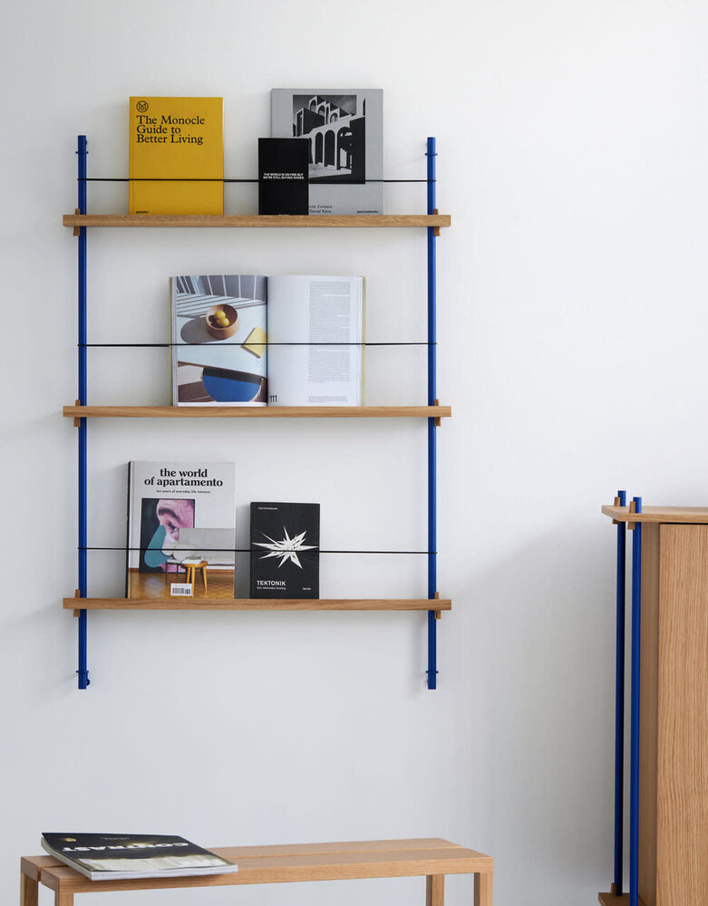 Moebe Moebe Magazine shelving 123x85x7cm oak shelves (various colours of legs)