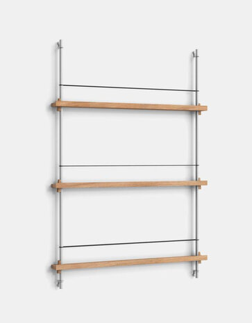 Moebe Moebe boeken wandrek 123x85x7cm eiken planken  (diverse kleuren palen)