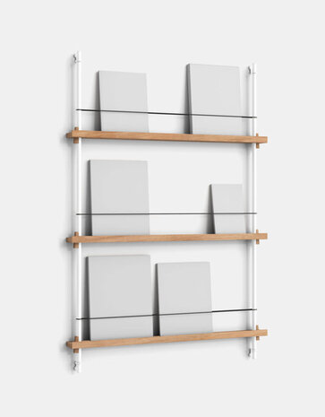 Moebe Moebe boeken wandrek 123x85x7cm eiken planken  (diverse kleuren palen)