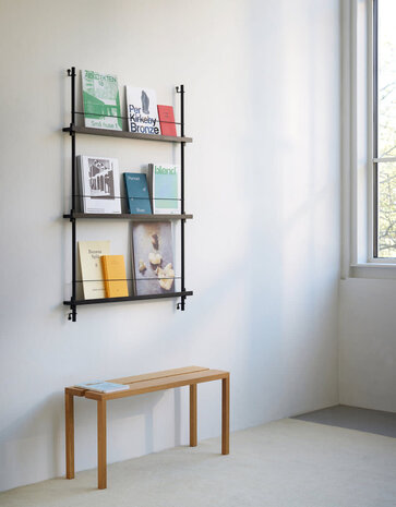 Moebe Moebe Magazine shelving 123x85x7cm smoked oak shelves (various colours of legs)