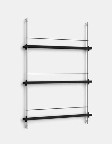Moebe Moebe boeken wandrek 123x85x7cm zwarte planken  (diverse kleuren palen)