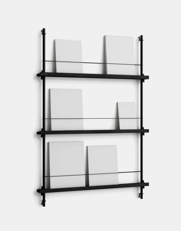 Moebe Moebe boeken wandrek 123x85x7cm zwarte planken  (diverse kleuren palen)