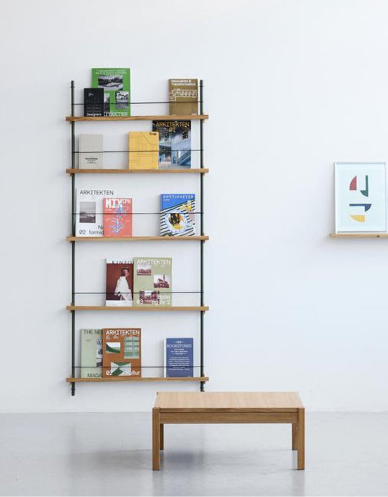 Moebe Moebe Magazine shelving 188x85x7cm oak shelves (various colours of legs)