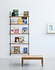 Moebe boeken wandrek 188x85x7cm gerookt eiken planken (diverse kleuren palen) Moebe boeken wandrek 188x85x7cm gerookt eiken planken (diverse kleuren palen)