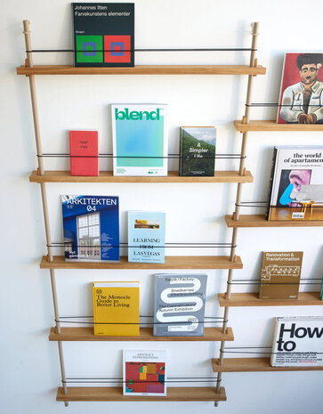 Moebe Moebe Magazine shelving 188x85x7cm oak shelves (various colours of legs)