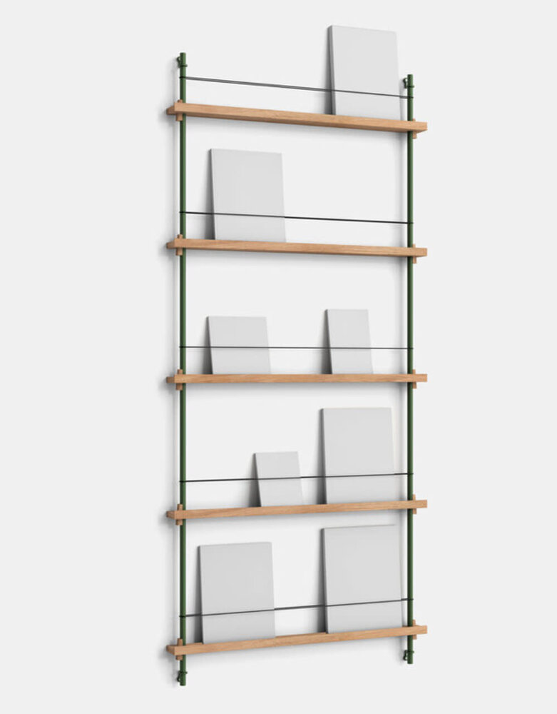 Moebe Moebe boeken wandrek 188x85x7cm eiken planken  (diverse kleuren palen)