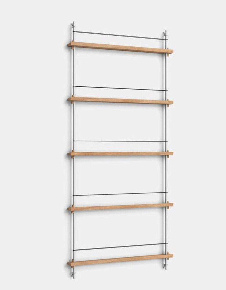 Moebe Moebe boeken wandrek 188x85x7cm eiken planken  (diverse kleuren palen)