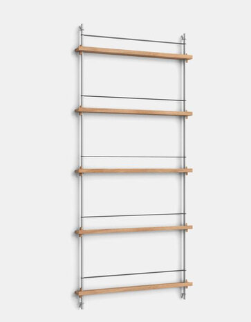 Moebe Moebe boeken wandrek 188x85x7cm eiken planken  (diverse kleuren palen)