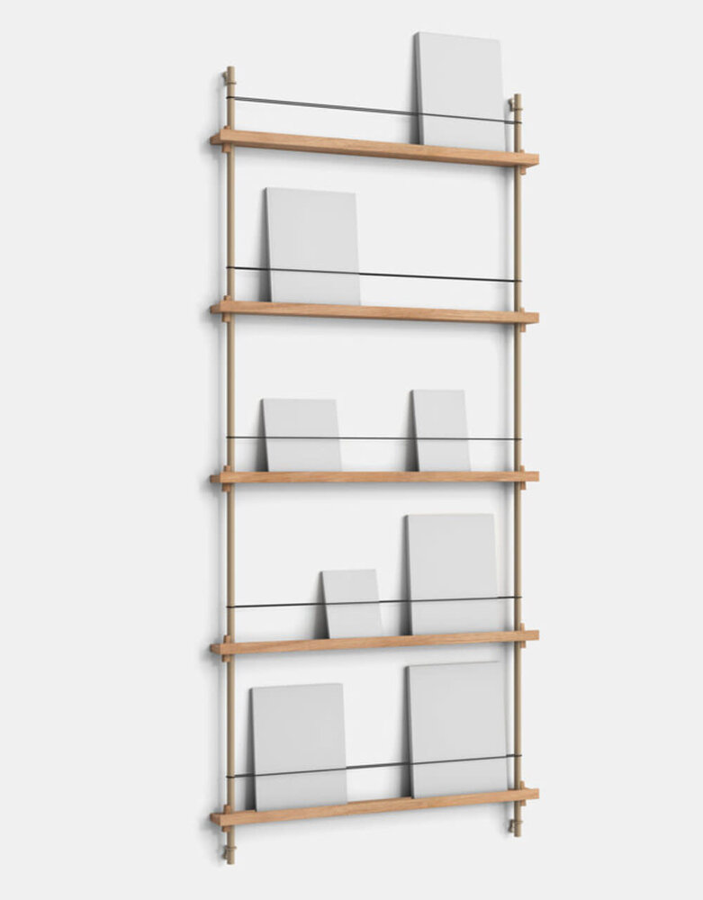 Moebe Moebe boeken wandrek 188x85x7cm eiken planken  (diverse kleuren palen)