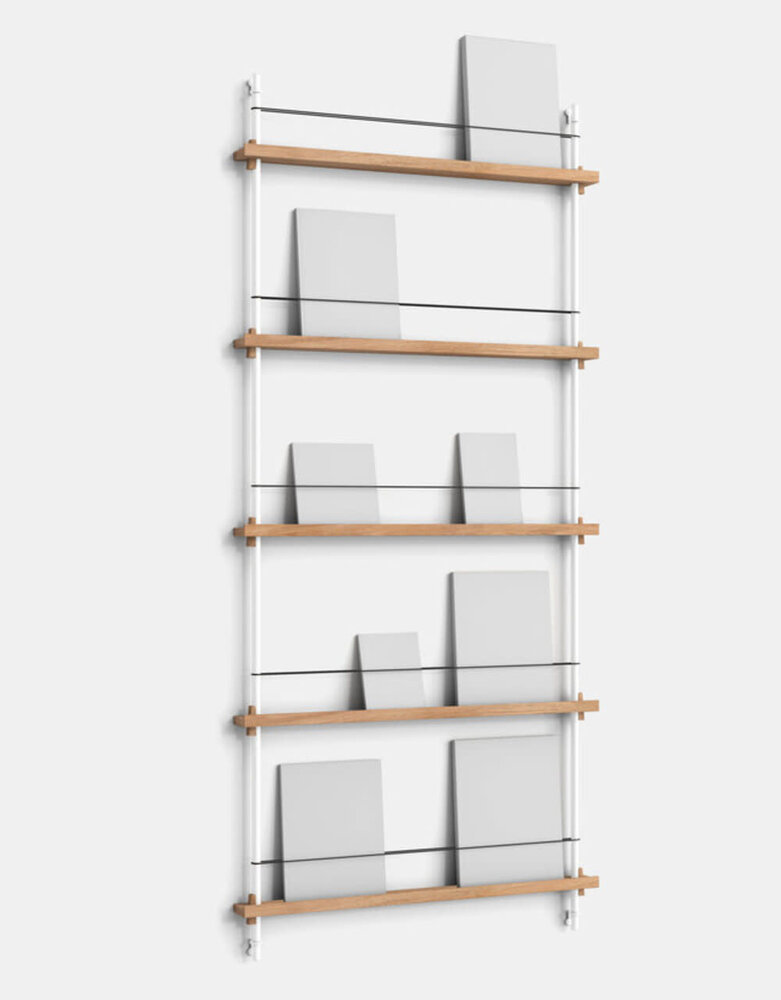 Moebe Moebe Magazine shelving 188x85x7cm oak shelves (various colours of legs)