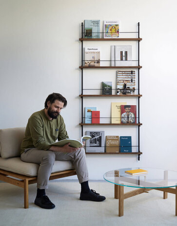 Moebe Moebe Magazine shelving 188x85x7cm smoked oak shelves (various colours of legs)