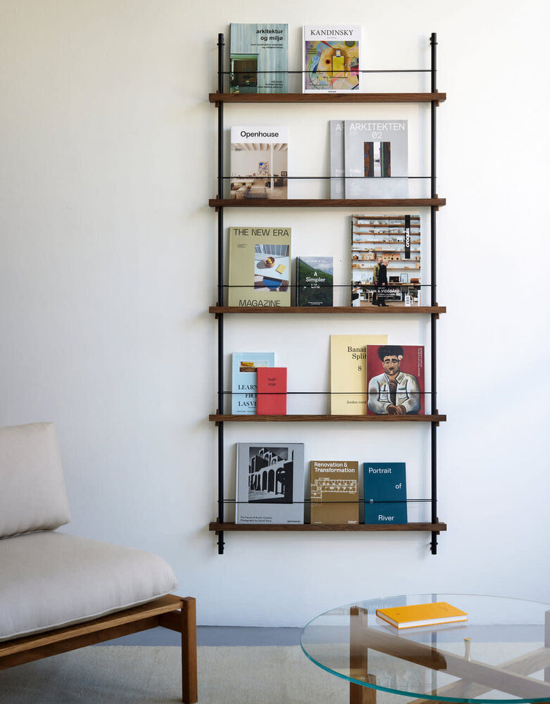 Moebe Moebe Magazine shelving 188x85x7cm smoked oak shelves (various colours of legs)