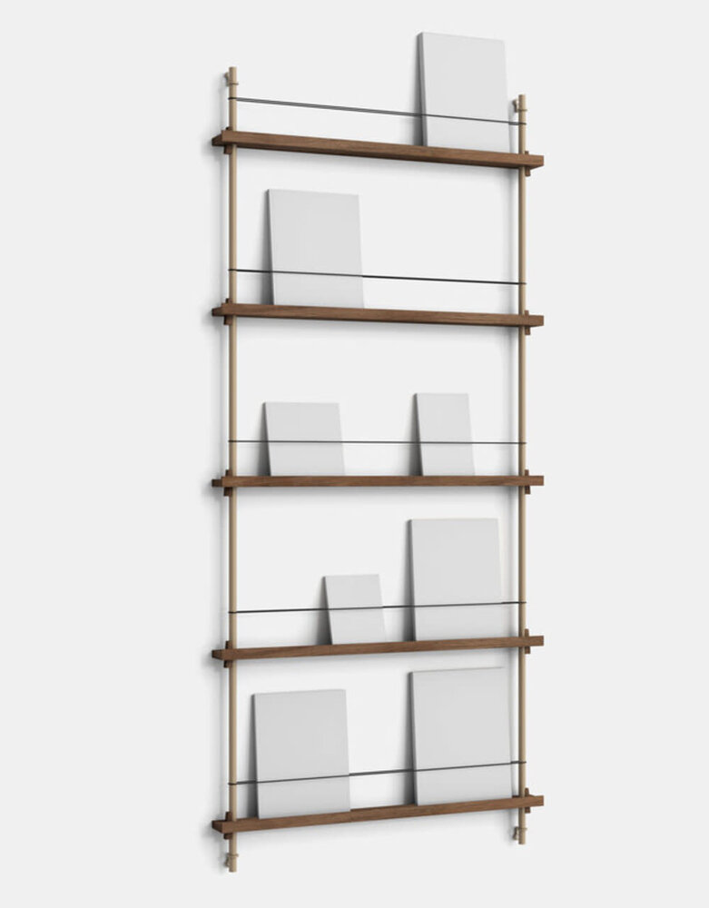 Moebe Moebe boeken wandrek 188x85x7cm gerookt eiken planken  (diverse kleuren palen)