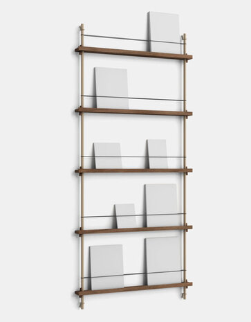 Moebe Moebe boeken wandrek 188x85x7cm gerookt eiken planken  (diverse kleuren palen)