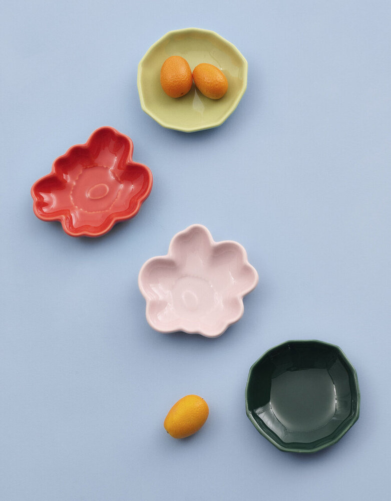 Marimekko Marimekko Unikko & Kivet kleine bordjes set v 4 Ø9cm roze/lichtgroen/oranjerood/donkergroen