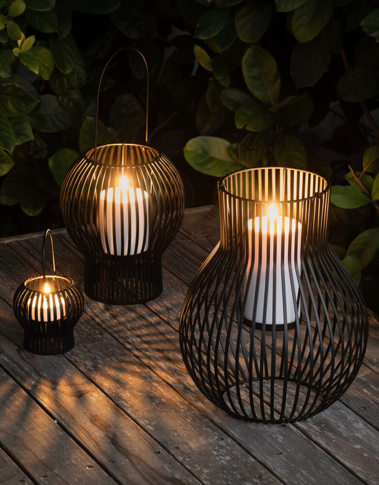 Uyuni Lighting UYUNI Upside-down lantern for LED candles black metal Medium