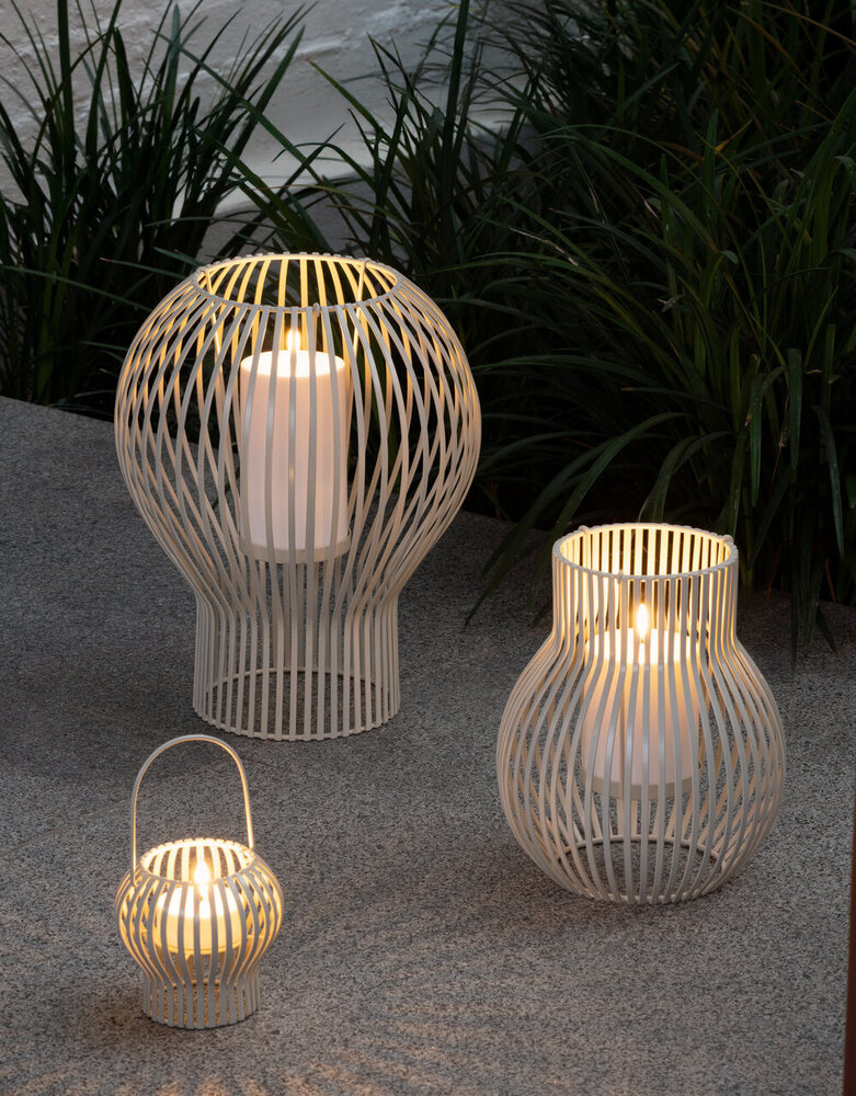 Uyuni Lighting UYUNI Upside-down lantern for LED candles light grey metal Large