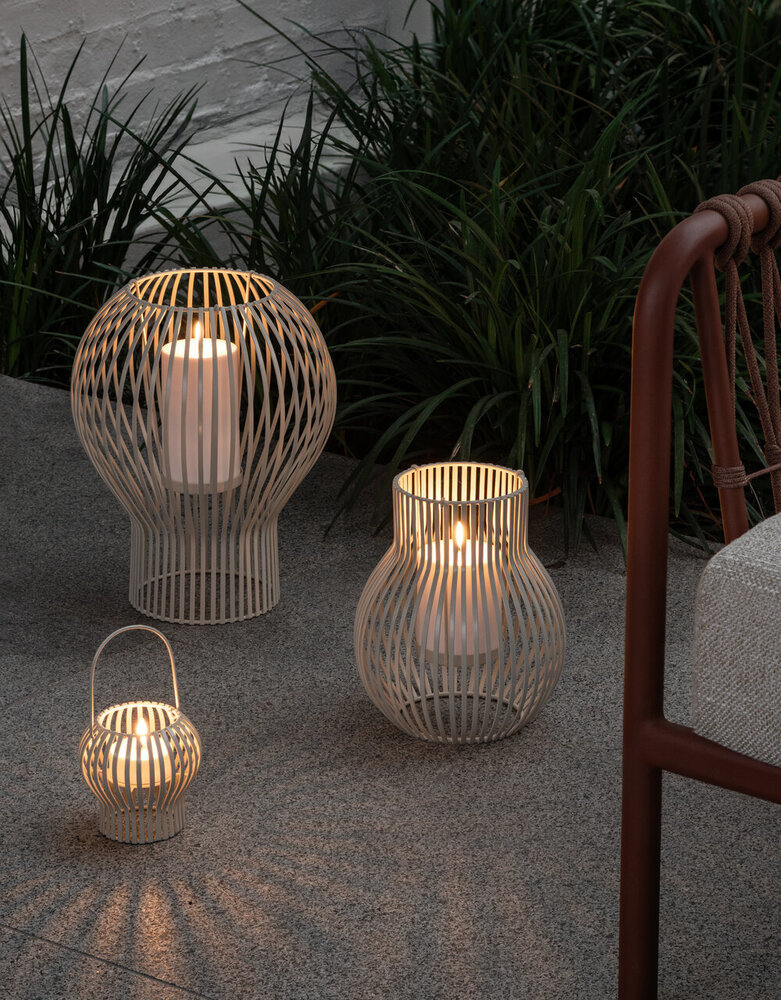 Uyuni Lighting UYUNI Upside-down lantern for LED candles light grey metal Large